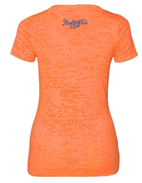 Women's Orange Sailfish V-neck Burnout Tee - KnottyTails