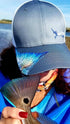 Redfish Tail on Grey Snapback Hat - KnottyTails