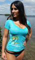 Women's Redfish in grass V-neck Burnout Tee - KnottyTails