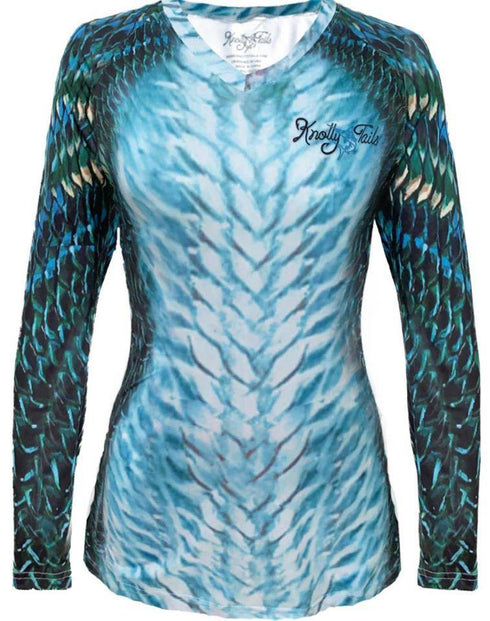 Women's V-neck Tarpon Scale Performance Shirt - KnottyTails