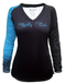 Women's V-neck Redfish Outline in Blue on Black Performance Shirt - KnottyTails