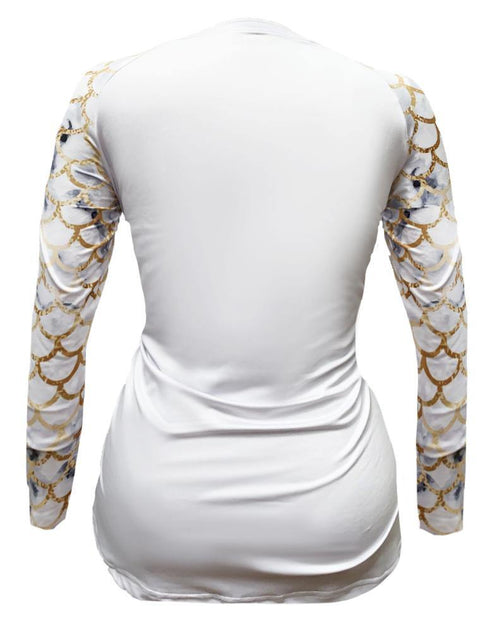 Women's V-neck Mermaid Scales Performance Shirt - KnottyTails
