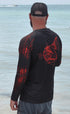 Men's Redfish Outline on Black Performance Shirt - KnottyTails
