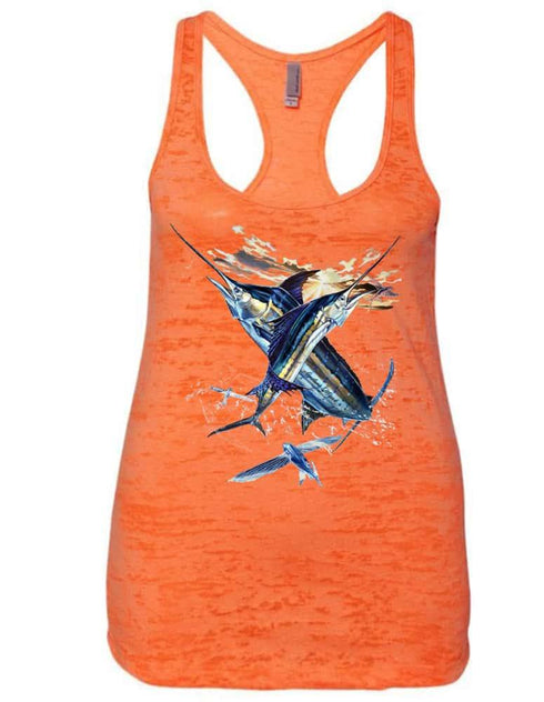Women's Orange Offshore Burnout Racerback Tank - KnottyTails