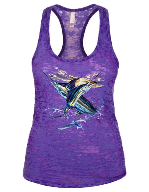 Women's Purple Offshore Burnout Racerback Tank - KnottyTails