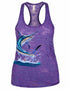 Women's Purple Marlin Burnout Racerback Tank Top - KnottyTails