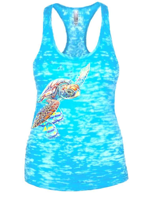 Women's Sea Turtle Burnout Racerback Tank - KnottyTails