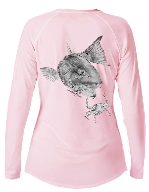 Women's V-neck Pencil Redfish Performance shirt - KnottyTails