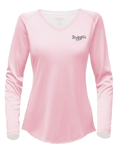 Women's V-neck Redfish and Crab Performance shirt - KnottyTails