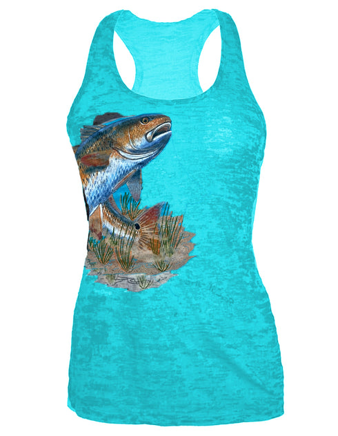 Florida Redfish Racerback Burnout Tank for Women Fishing Comfort & Style on the Water
