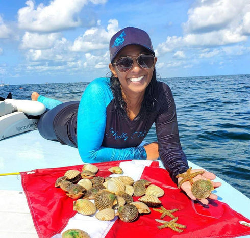 Women's V-neck Redfish Outline in Blue on Black Performance Shirt - KnottyTails