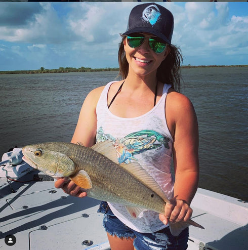 Women's Inshore Fish Burnout Racerback Tank - KnottyTails