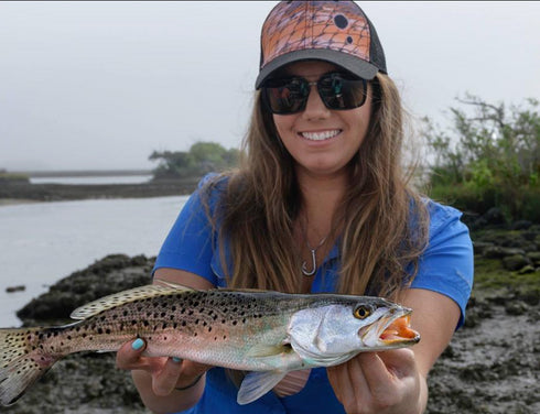 Redfish Scale Snapback Hat with Grey Cotton Bill - KnottyTails