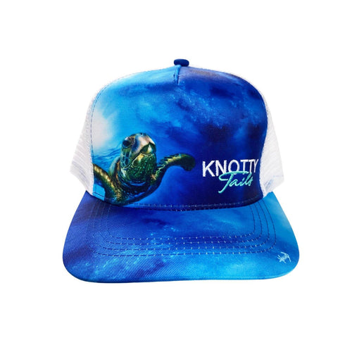 Sea Turtle Snapback Hat White - KnottyTails