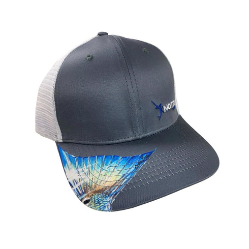 Redfish Tail on Grey Snapback Hat - KnottyTails