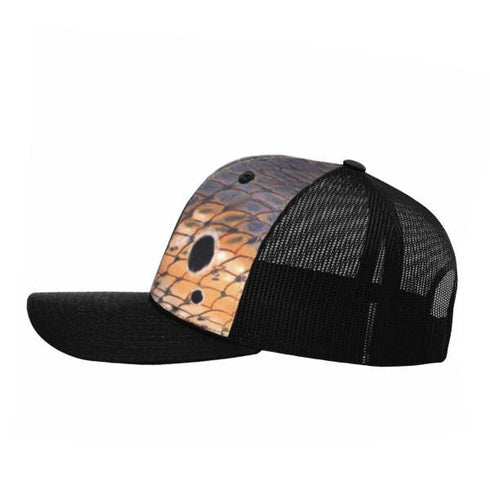 Redfish Scale Pattern on Black Snapback Hat - KnottyTails