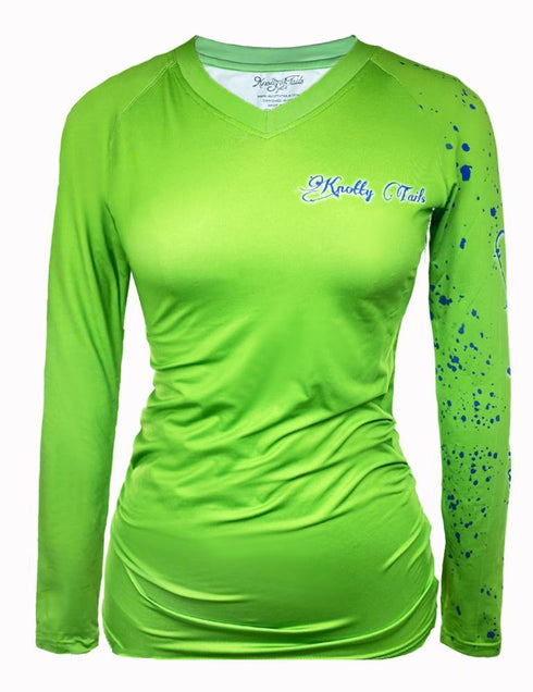 Women's V-neck Mahi Mahi Sun Protective Performance Shirt - KnottyTails