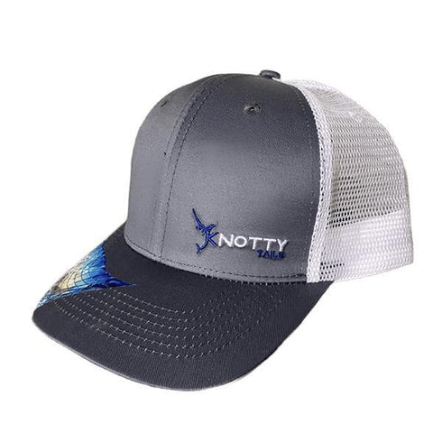 Redfish Tail on Grey Snapback Hat - KnottyTails