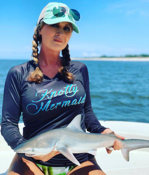 Women's V-neck Knotty Mermaid Performance Shirt - KnottyTails