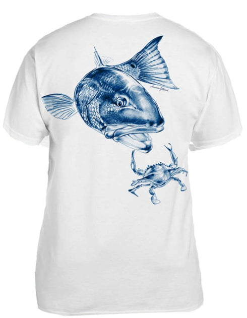 Men's Redfish & Crab Crew Neck Tee - KnottyTails