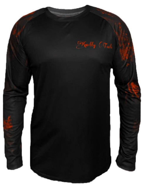 Men's Redfish Outline on Black Performance Shirt - KnottyTails