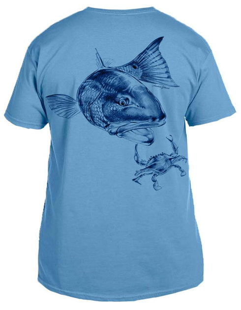 Men's Redfish & Crab Crew Neck Tee - KnottyTails