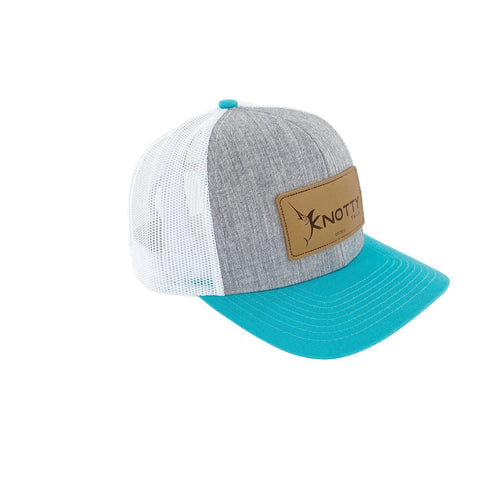 KnottyTails Leather Patch, Snap Back Fishing Hat - KnottyTails