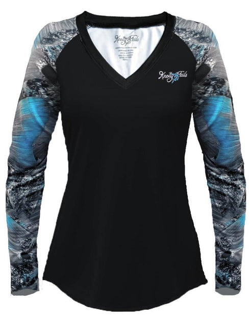 Women's V-neck Redfish Tail Performance Shirt - KnottyTails