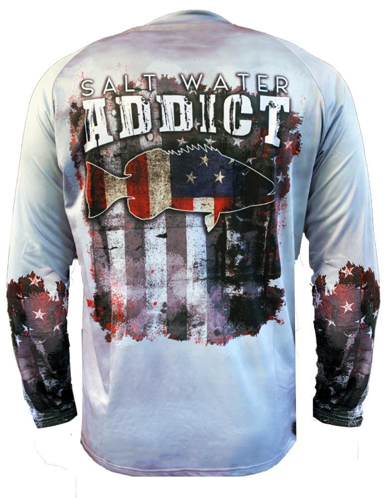 USA Salt Water Addict Mens Grouper Fishing Shirt
